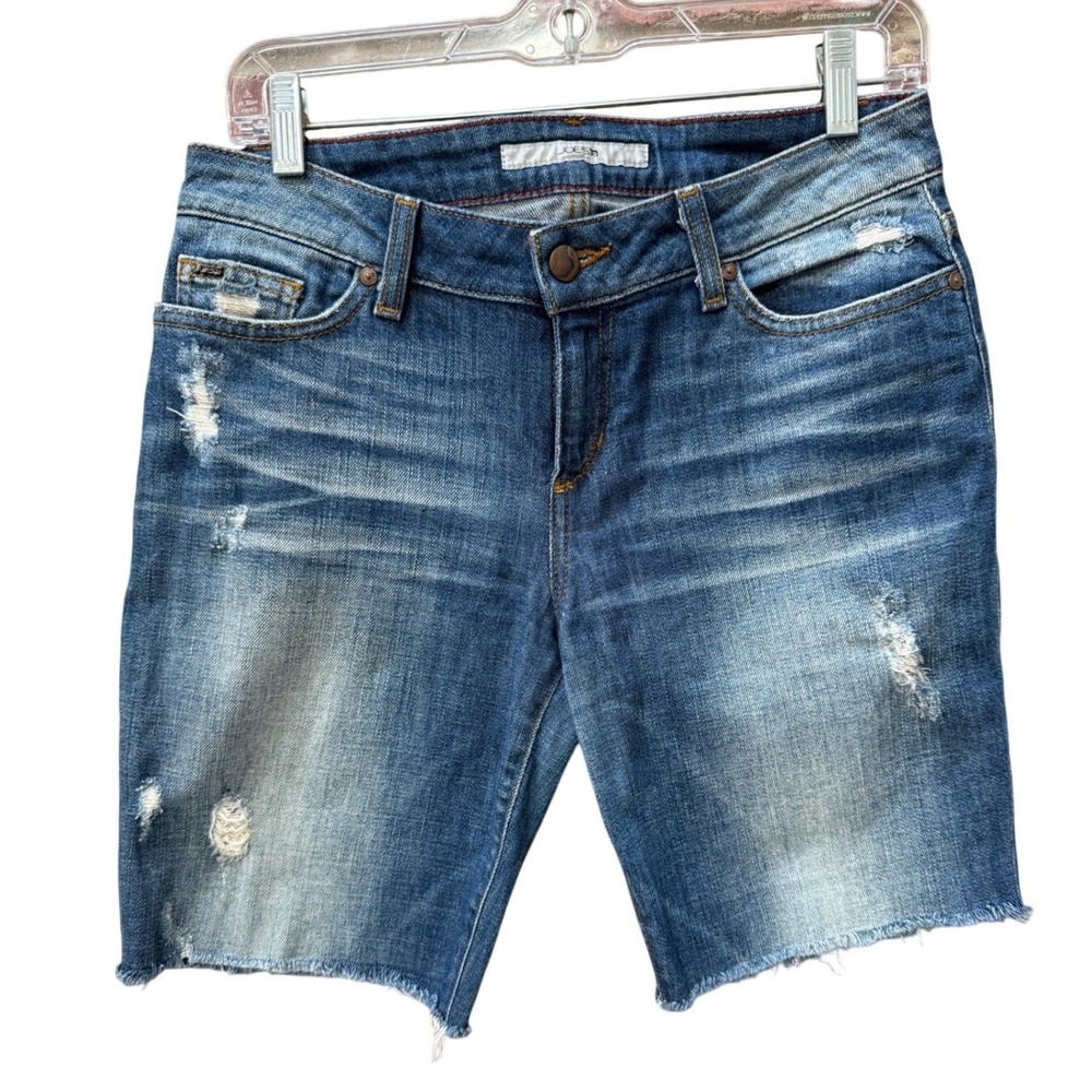 Joe's‎ Jeans Honey Curvy Fit Bermuda Shorts Phoebe Wash Distressed Blue Size 28